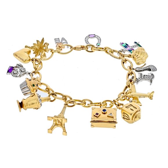 Tiffany & Co. Jewelry - Tiffany & Co. Platinum, 18K Yellow Gold Gem set And Diamond 15 Charm Bracelet